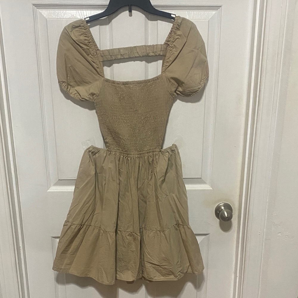 Elegant Tan Midi Dress
